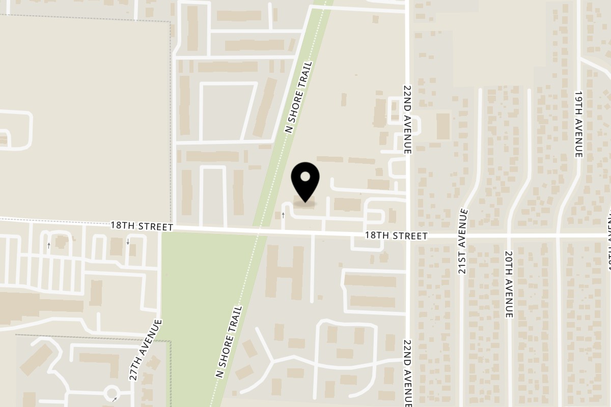 Map showing the location of K Town Cafe on 2324 18th St in Kenosha